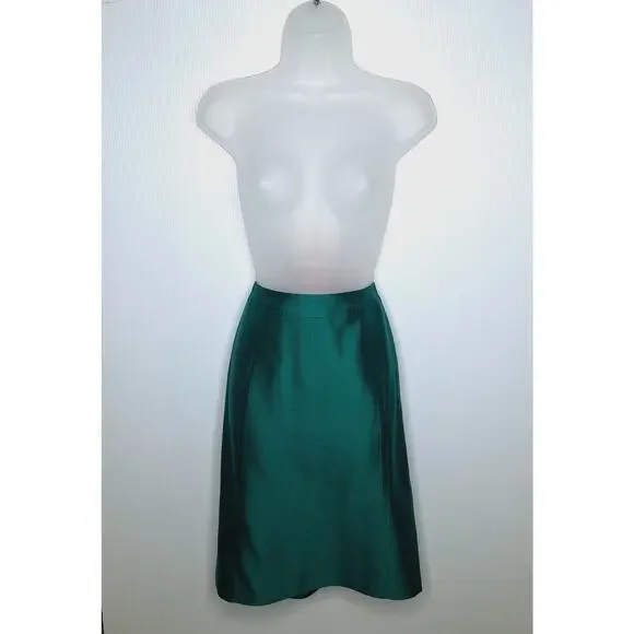 Vintage Albert Nipon Skirt Suit Wool Silk 8 Emerald Green Jackie O Classic 60s - Picture 12 of 16